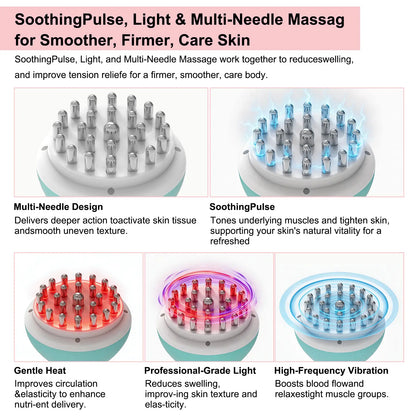 HULAOER Professional Rechargeable Handheld Massager with Heat & Vibration – Full‑Body Deep Muscle & Lymphatic Relief for Neck, Back, Arms & Legs, Portable Pain Relief Device, Adjustable, Therapy